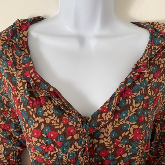 100% Silk Garnet Hill Boho Floral Print Women’s Top Blouse Long Sleeve Shirt 16 - Picture 3 of 9